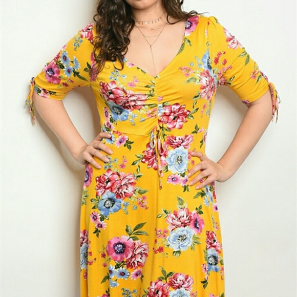 Angela Dresses & Skirts - Host Pick! Plus size Marigold Tropical Print Floral Dress